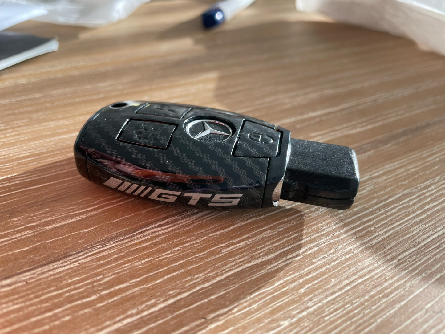 Mercedes AMG Carbon Fiber Car Key Case Cover Bag For Audi (Type A)