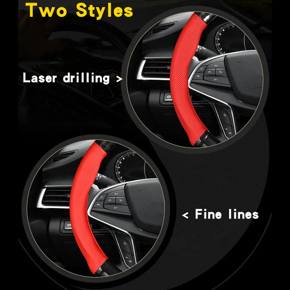 Carbon-Edge Leather Steering Wheel Cover