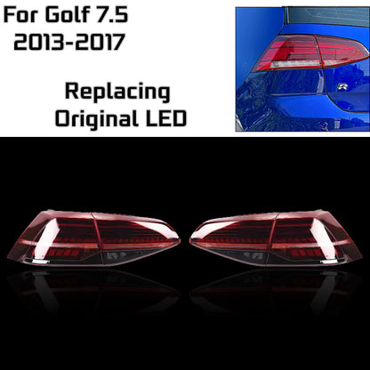 Dynamic Taillight Assembly for Volkswagen Golf Mk7 to Mk7.5 Upgrade (2013–2020) with Sequential Turn Signals, Brake, and Reverse Lights