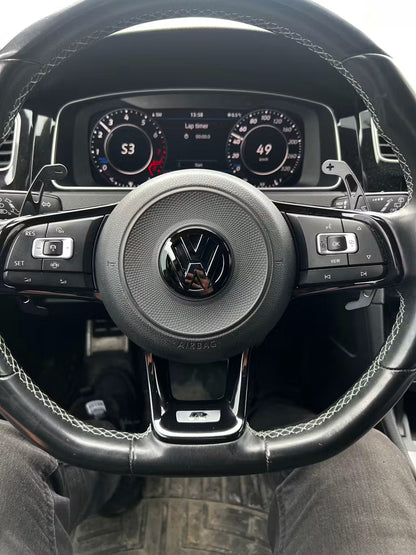 Sleek Black Steering Emblem Cover for Volkswagen MK7 Golf