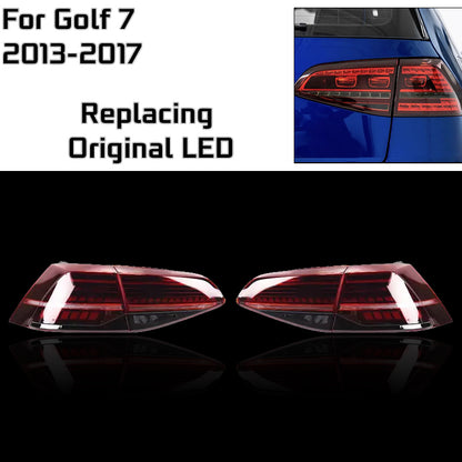 Dynamic Taillight Assembly for Volkswagen Golf Mk7 to Mk7.5 Upgrade (2013–2020) with Sequential Turn Signals, Brake, and Reverse Lights