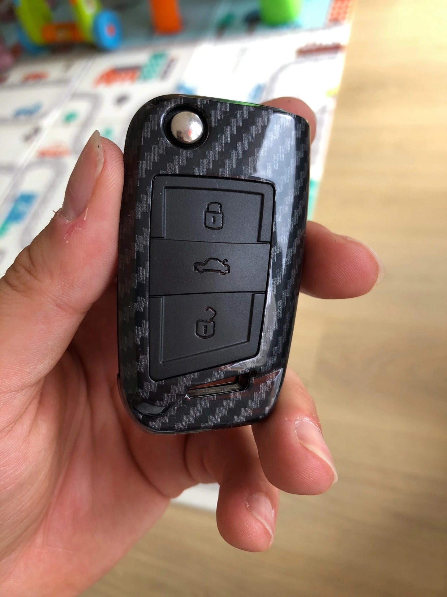 Carbon Fiber Car Key Case Cover For Volkswagen MK7