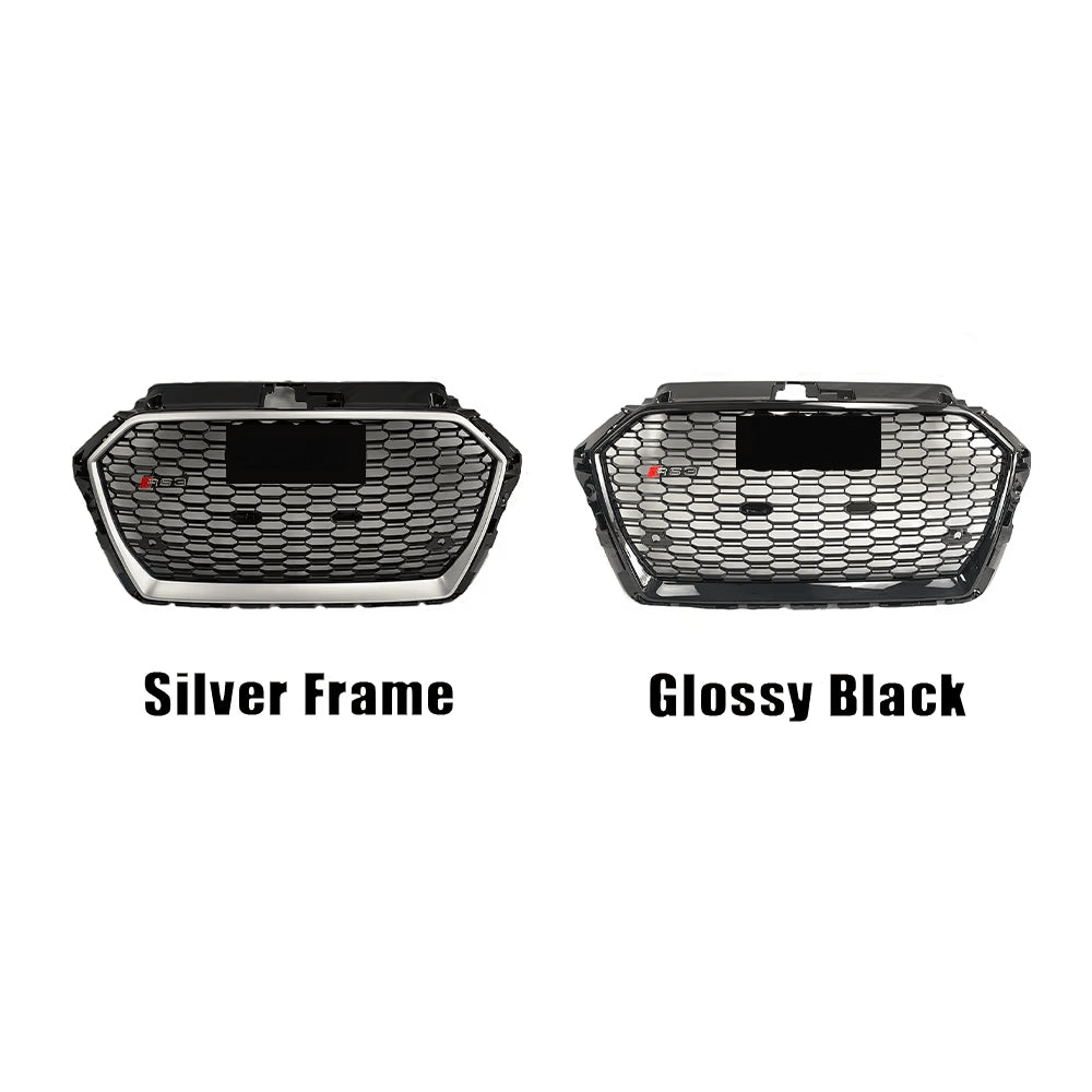 Audi RS3 Grill – Gloss Black with Chrome Frame for Audi A3/S3 8V (2017-2019)