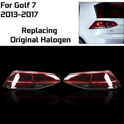 Dynamic Taillight Assembly for Volkswagen Golf Mk7 to Mk7.5 Upgrade (2013–2020) with Sequential Turn Signals, Brake, and Reverse Lights